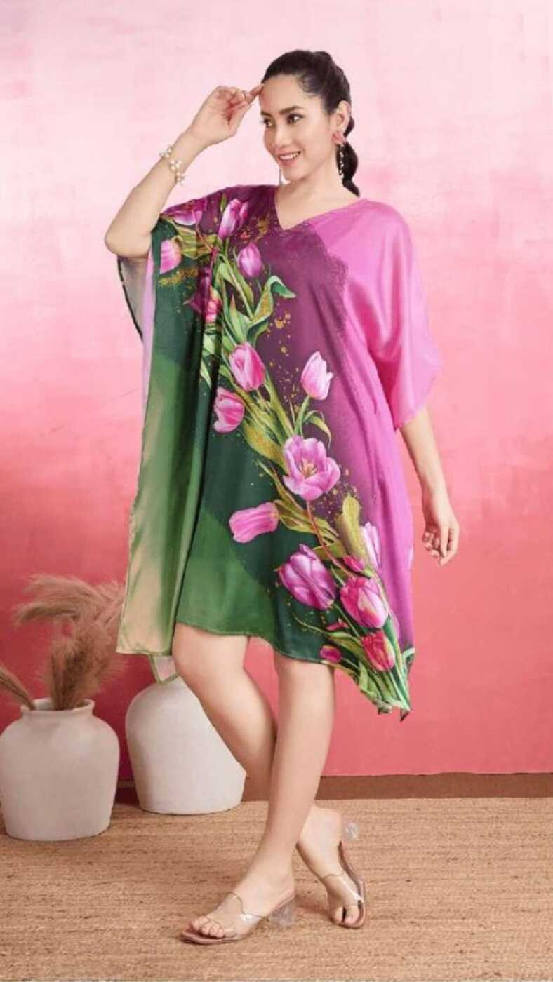 Short Soft Satin Kaftan