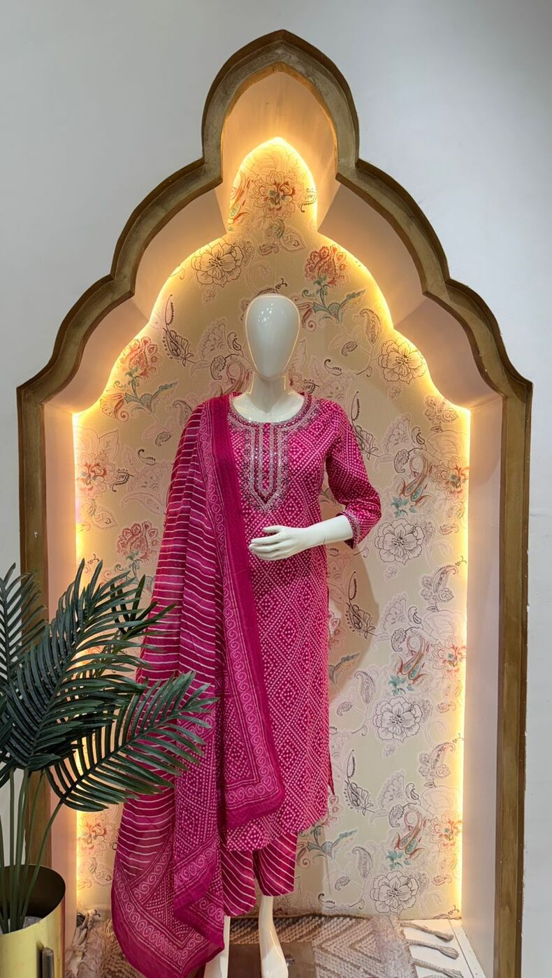 Cotton Bandhani work
