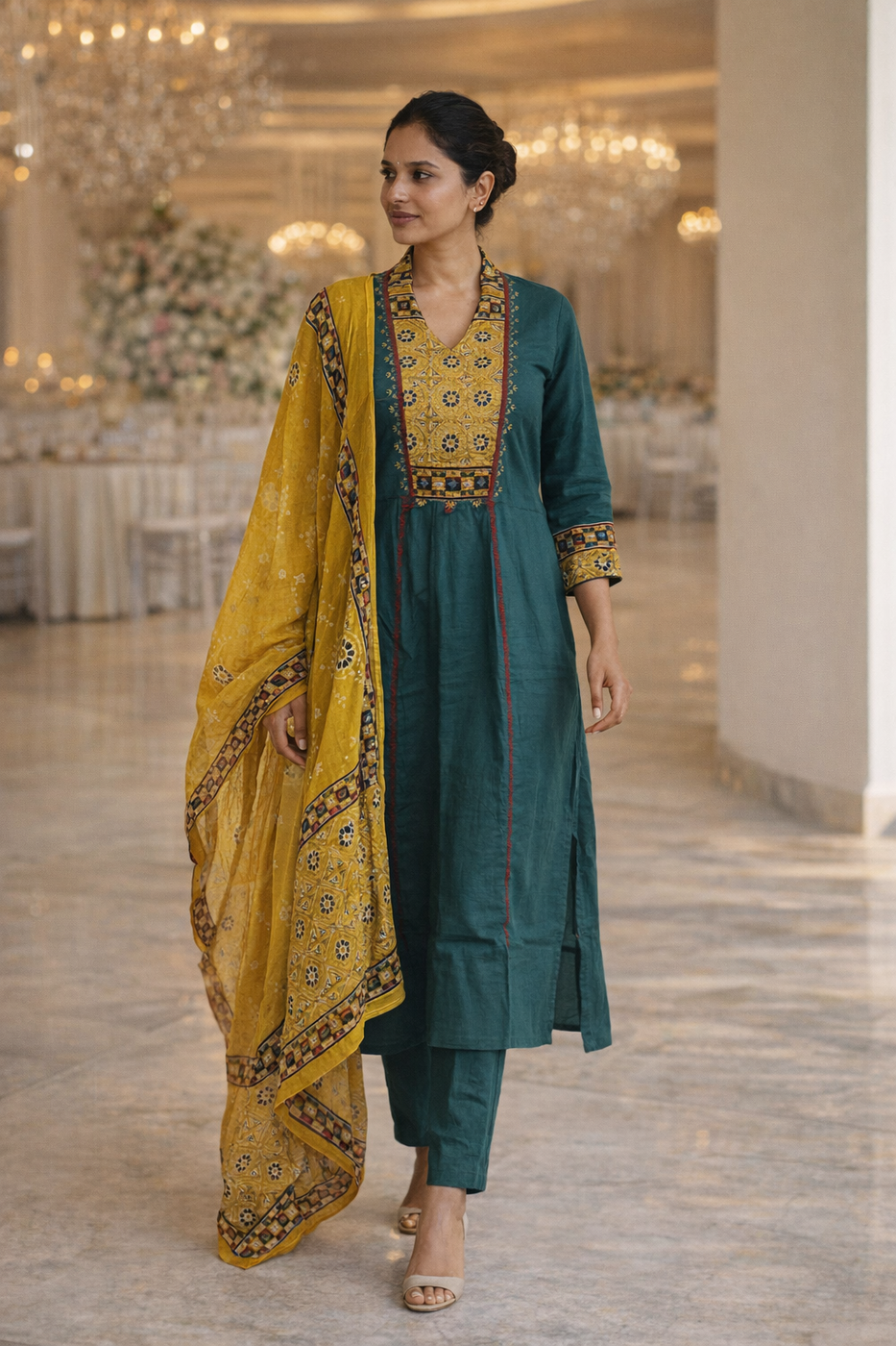 Pure Cotton 3pc set with Contrast Dupatta